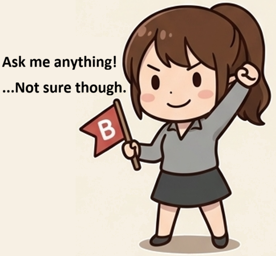 A person holding a B flag
