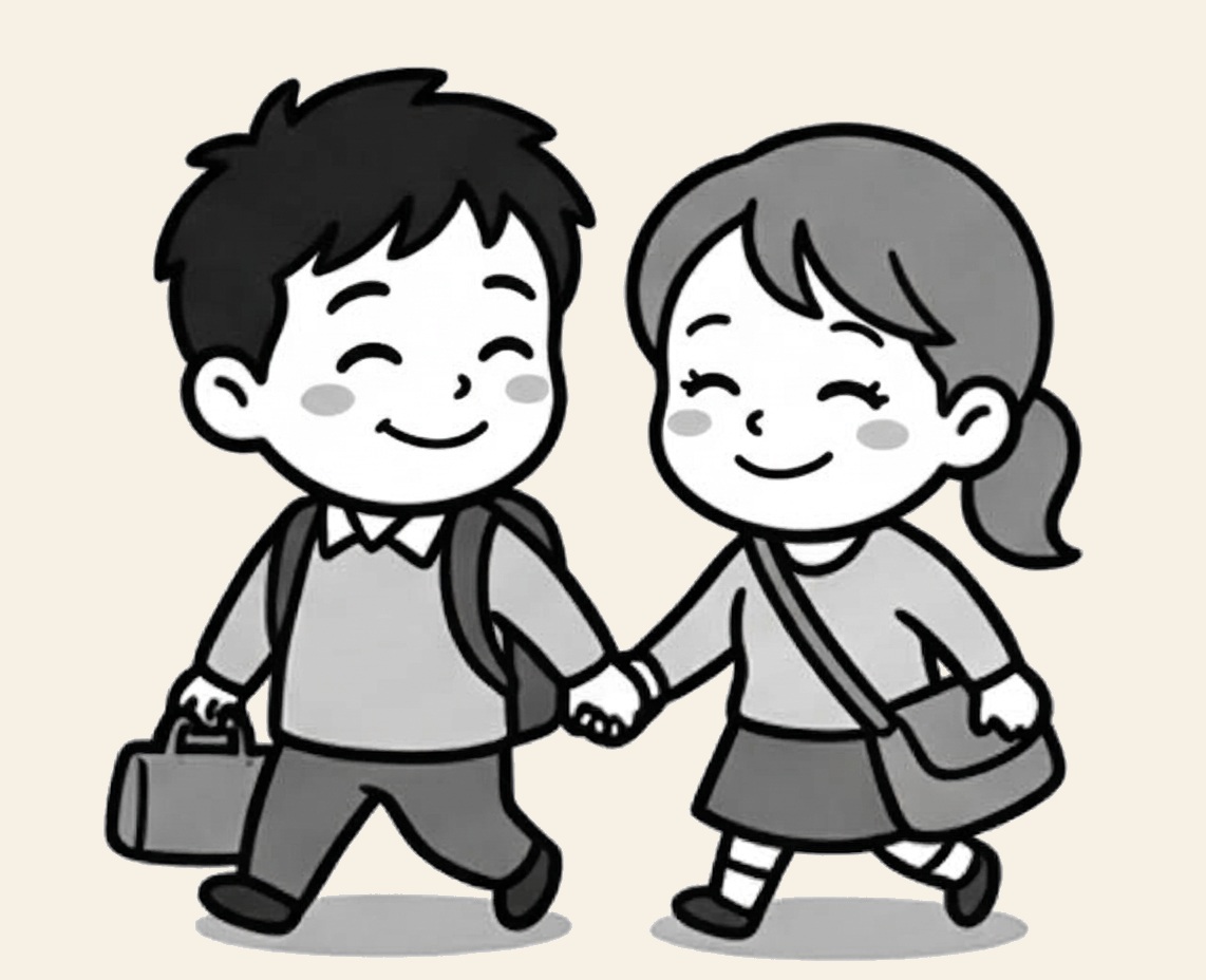 手をつないで旅をする二人